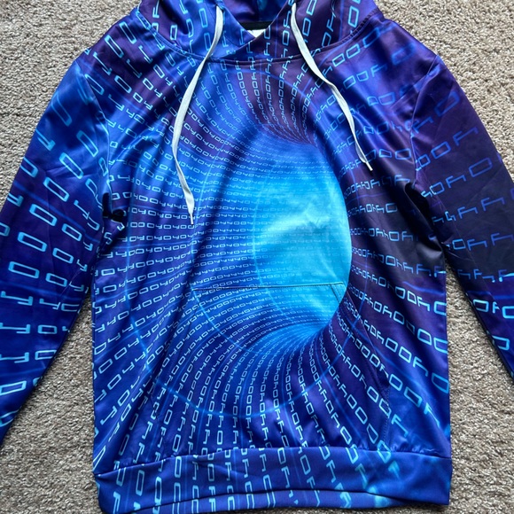 NEW - Unisex Matrix Illusion Hoodie - Blue - Picture 2 of 4